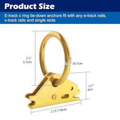 20 Pack E-Track Galvanized O Rings, Steel E Track Tie Down Anchors Secure for Cargo Trailers Flatbeds Pickup Trucks, Gold - size: 20pcs gold o rings