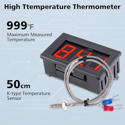 PEMENOL 12V Red Fahrenheit Digital Temperature Meter