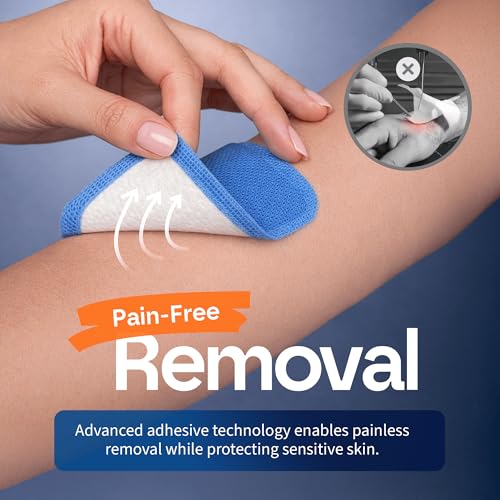 HEALQU Super Absorbent Adhesive Dressing 4x4 (10 Pack) - Sterile Self-Adhesive Island Dressing Pad with High-Capacity SAP Core - Breathable Bordered Gauze for High Exudate, Surgical Wounds, & Ulcers