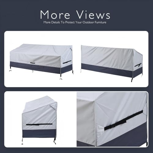 Patio Loveseat Cover Waterproof 420D Bench Cover, 74"x35"x31", 2pc - color: Grey-2pc, size: 74L x 35W x 31H inch