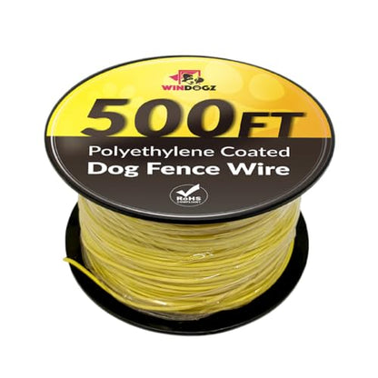 Dog Fence Wire for Electric Dog Fence System, 500 ft, Covers ¼ Acre Area, Easy to Install, Compatible with reputable Underground Fence Brands, Durable, 20 Gauge Wire .025 Polyethylene Coated - size: 500 FT
