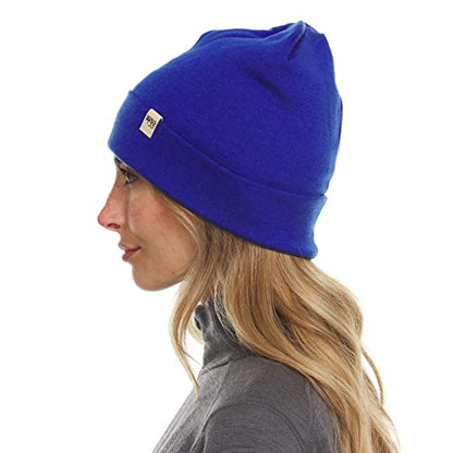 100% Merino Wool Cuff Beanie - Mens & Womens Warm Winter Hat - Watch Cap - Toque - Novelty Beanie - One Size Fits Most - color: Royal Blue