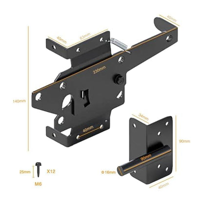Heavy Duty Self Lock Double Fence Gate Latch for Outdoor Wooden and PVC Gate Locks Gate Hardware