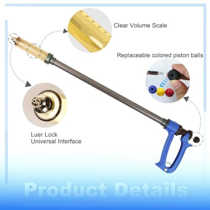 50ML Long-Handled Semi Automatic Livestock Syringe Long Arms Vaccine Gun | Long Handle Cattle Syringe, 5 Gears Dosage Adjustable Luer Lock Syringe, Continuous Repeating Veterinary Syringe