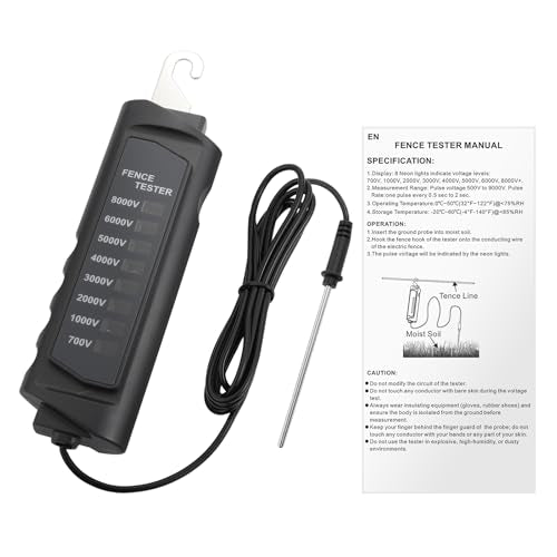 Electric Fence Tester 8KV, Fence Voltage Tester 8 Neon Lights Fault Finder