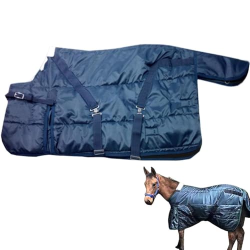 La La Pet Waterproof Warm-Keep Horse Turnout Blanket Adjustable and Breathable Clothes for Horse Mini Pony Ripstop Medium Weight 220g Poly Fill for Winter Navy 43Inches - color: Navy, size: 43IN