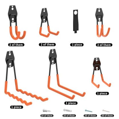 Garage Hooks Heavy Duty Steel Hooks for Hanging Power and Garden Tools, Ladders, Hose, Bikes, Ropes, Bulk Items, and More，Anti-Slip Coating with max 88lbs Capacity 10 Pack - size: 10 Pack
