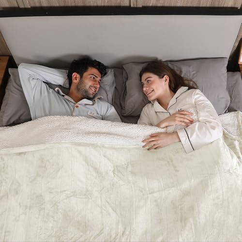 Electric Blanket King Size, Dual Control, White, 100" x 90" - color: White, size: King-100"x90"