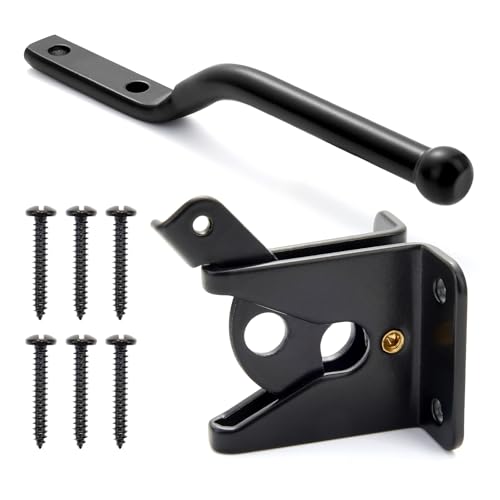 Gravity Gate Latch, Self-Locking Fence Latch, Black - size: Lightweight door