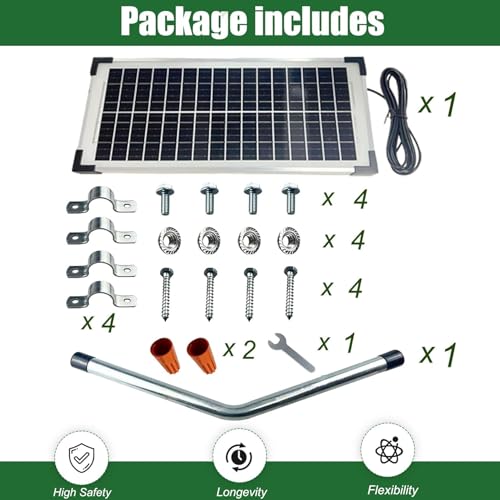 FM123 10 Watt Solar Panels Kit for Mighty Mule GTO PRO Automatic Openers | 12v Portable Solar Panel Battery Charger, Replace FM350 MM260 MM560 FM200 FM350 FM500 FM502 FM700 MM571W MM271 MM360