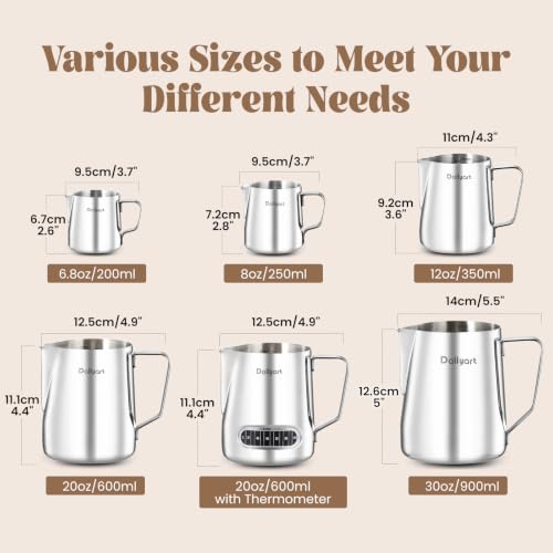 Dailyart Milk Frothing Pitcher 20oz Milk Frother Cup with Thermometer - size: 20.3 Ounces