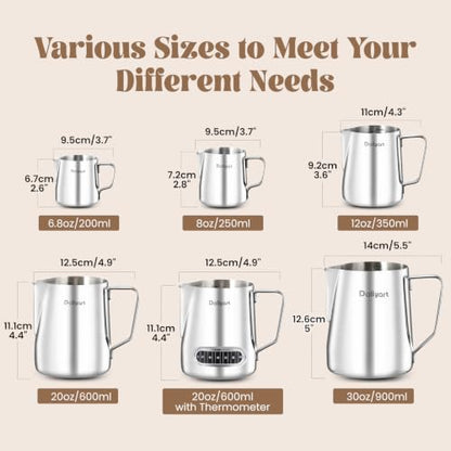 Dailyart Milk Frothing Pitcher 20oz Milk Frother Cup with Thermometer - size: 20.3 Ounces