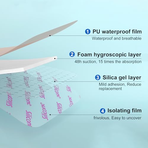 30 Pcs Silicone Foam Dressing 4x4 Gentle Border, Waterproof Silicone Bandages for Wounds Care, Bed Sore Patches, Super Absorbent Wound Dressing, Self Adhesive Pressure Sore Pads - size: 4''x4'' (30 Packs)