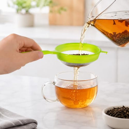 3PCS Fine Nylon Mesh Strainers, Sieve Fine Mesh Colander Flour Sifter | Food-Grade Nylon Mesh Colander with Handle Kitchen Filter Tool for Coffee Soy Milk Juice Tea Yogur Pasta