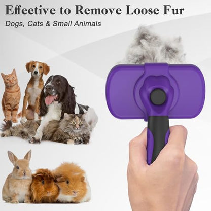 Swihauk Self Cleaning Slicker Brush for Dogs & Cats, Skin Friendly Pet Grooming for Shedding, Deshedding, and Hair Removal - Puppy Brush for Long Haired Pets, Pet Supplies, Purple - color: Purple