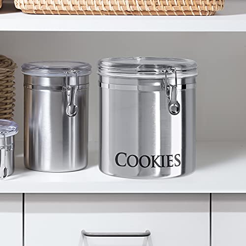 Oggi Jumbo 8" Stainless Steel Cookies Clamp Canister - Airtight Food Storage Container Ideal for Kitchen & Pantry Storage of Cookies or other Bulk, Dry Foods. - size: 8-Inch, style: Cookie Canister