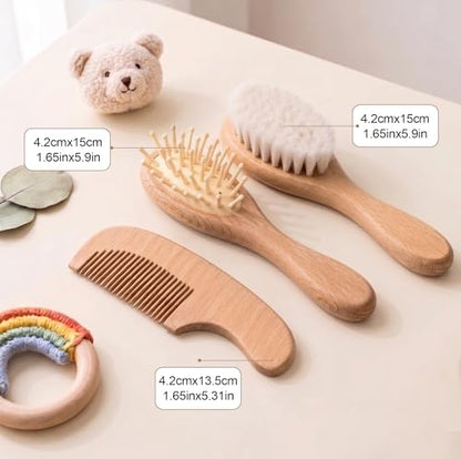Personalized Baby Brush and Comb Set Custom Cradle Cap Brush Personalized Baby Gifts Baby Hair Brushes Set for Newborns Girls Boys Newborns Toddler Baby Grooming Kit (Design 1) - color: Design 1