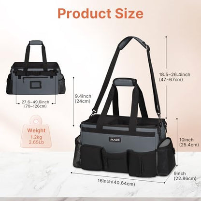 JKAOO Large Wearable Cleaning Caddy Bag with Handles, Gray | Adjustable Shoulder & Waist Straps, Removable, Waterproof Tote for Cleaning Supplies, Home, Car, Office - color: Gray