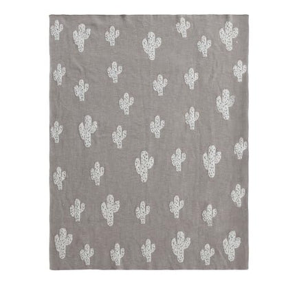 Creative Co-Op Cotton Knit Baby Blanket with Cactus Print, Multicolor - color: Cacti, size: 40" L x 32" W