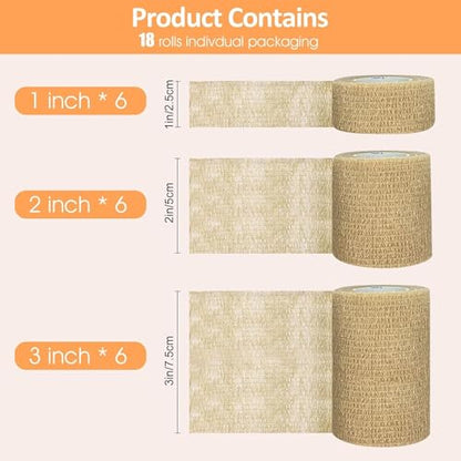 BIRDDIE 39 Packs 1"/2"/3" Skin Tone Self Adherent Bandage Wrap - color: Skin Bandage-39