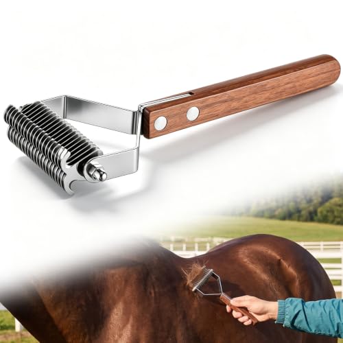 Abbylike 2-sided Livestock Shedding Comb, Grooming Dematting Brush - style: 2-sided