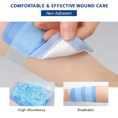 Super Absorbent Dressing Non-Adhesive Wound Pads 4'' x 4'' Ultra Absorbent Bandage for Wound Care Drainage Pressure Ulcers 6 Pack