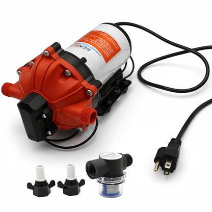 SEAFLO 55 Series 115V AC Automatic Demand Diaphragm Pump – 5.0 GPM, 60 PSI, 5-Chamber Self-Priming Water Pump w/Power Plug for Outlet, RV, Marine & Off-Grid Water Systems, 4-Year Warranty - style: 5.0 GPM | 115V