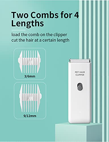 Dog Cat Home Hair Waterproof Clipper Portable Pet Shaver - color: White