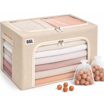 66L Large Cashmere Sweater Storage Bags | With 2 Bags of Natural Cedar Ball | Breathable Cashmere Garment Bag for Merino Wool/Knit Sweater, Stackable Knitwear Wool Clothes Storage Organizer Pouch - size: Large 1pack