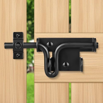 Slide Bolt Gate Latch, Heavy Duty Slide Latches | Thickened Steel, Black Powder Coated; Padlock Hole for Extra Security; for Wood Fence, Barn, Shed, Garden Gates - size: 1 Pack