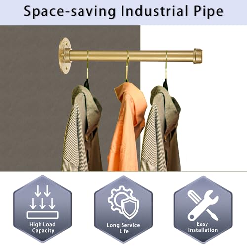 Sumnacon Wall Mounted Clothes Rack for Wardrobe, 2Pcs 12 Inch, Gold - color: Gold, size: 12 Inch