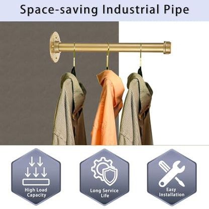 Sumnacon Wall Mounted Clothes Rack for Wardrobe, 2Pcs 12 Inch, Gold - color: Gold, size: 12 Inch