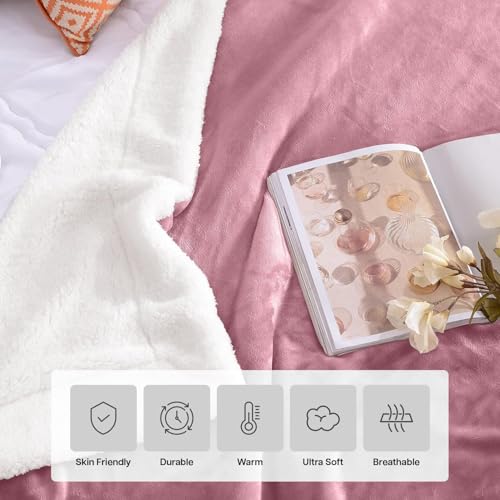 IR Imperial Rooms Twin Sherpa Blanket 60x80 Guest Bedroom Baby Pink - color: Baby Pink, size: Twin/Twin XL