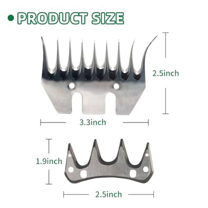 Sheep Shears Blades 9-Tooth Wool Shearing Comb and Cutter Blade Set for Alpaca Goats Wool Cutter Grooming Trimmer(9T Scimitar+Front Blade) - size: 9T scimitar+front blade