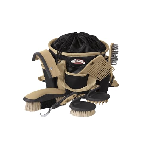 Weaver Equine Horse Grooming Kit, 7-Piece with Tote Bag - color: Black/Beige