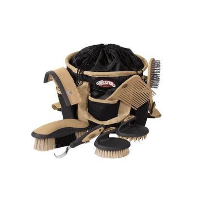Weaver Equine Horse Grooming Kit, 7-Piece with Tote Bag - color: Black/Beige