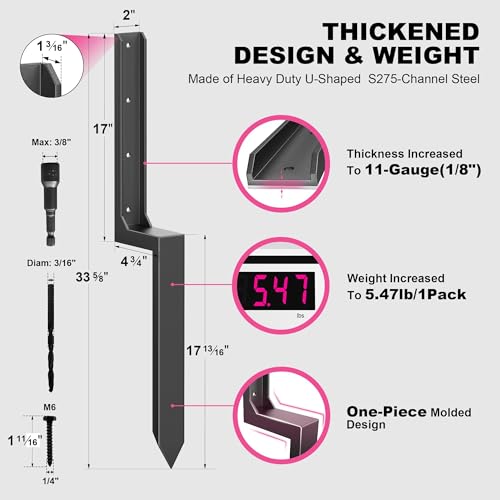 IRONBABE 33.62" Fence Post Repair Kit, Fix Tilted 4x4/6x6 Wood Posts, 6Pack - size: AS1-6Pack 35.18x7.06x7.57"