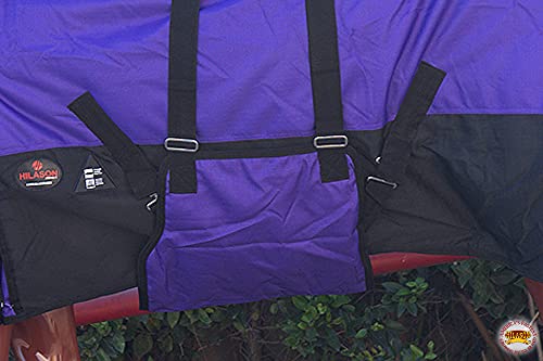 HILASON 1200D Winter Waterproof Poly Horse Turnout Blanket Belly Wrap Purple | 66 in - color: Purple Black, size: 66 In