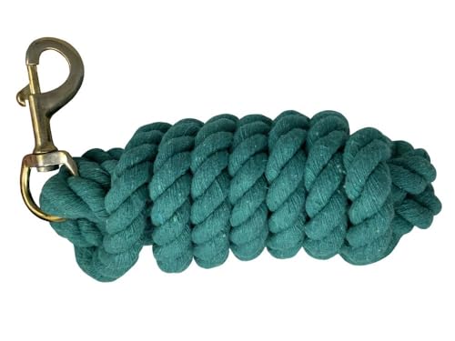 10' Cotton Lead Rope w/Brass Thumb Bolt Snap - color: Teal