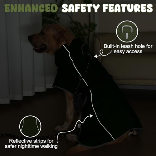 Dog Raincoat, Waterproof Dog Coat with Polar Fleece Lining - color: Army Green, size: Small