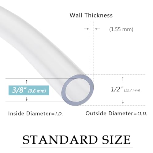 DAVCO 3/8" ID - 50 ft Clear Vinyl Tubing, Low Pressure Flexible PVC Tube, Heavy Duty UV Chemical Resistant Lightweight Plastic Vinyl Hose, BPA Free and Non Toxic, with 2 Stainless Clamps - size: 3/8"ID, style: 50 Feet