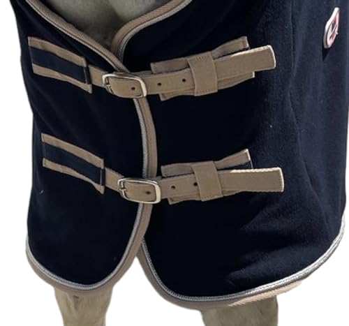 Majestic Ally Anti Pill Fleece Horse Blanket /Sheet with Silver Braided Rope (Navy, 74) - color: Navy, size: 74