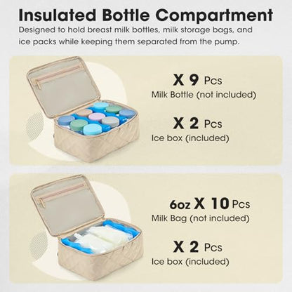 RAINSMORE Wearable Breast Pump Bag, Breast Milk Cooler Travel Bag,Nude - color: Khaki