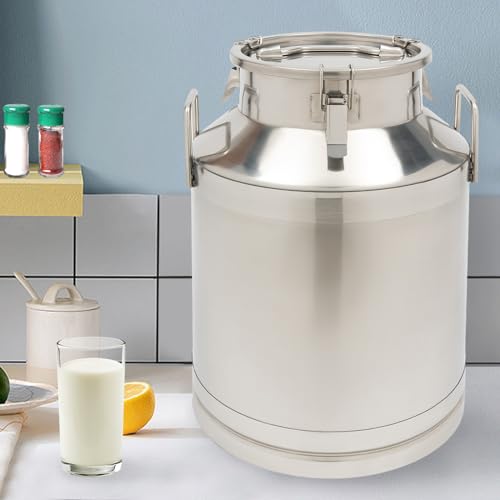 304 Stainless Steel Milk Can with Silicone Sealing - 20L/30L/40L/50L/60L Metal Liquid Storage Pail w/Lid Bucket Milk Pail Milk Barrel (50L) - size: 50L/13.21Gal