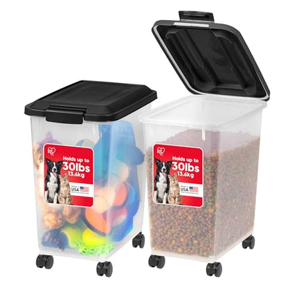 IRIS USA Dog Food Storage Container, 2-Pack, Up to 30 lbs, Black - color: Black, size: 30 lbs - 2 Pack