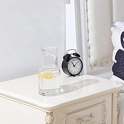Bedside Carafe and Glass Set, Use Tumbler as Lid Night Water Carafe for Nightstand, Mouthwash Dispenser Pitcher with Glass Cup for Keeps Water Clean in Bedroom, Bathroom, or Kitchen