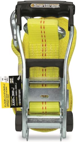 SMARTSTRAPS 27-Foot Premium Ratchet Strap (1 Pack), 10,000 lb Break Strength, 3,333 lb WLL – Heavy-Duty Commercial Tie-Down for Equipment, Tractors & Vehicle Transport, Yellow - size: 27' 10000 lb - 1 Pack