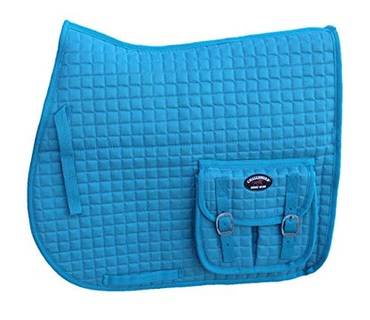 CHALLENGER Horse English Quilted Fleece Padded Dressage Saddle Pad with Pockets 72121-124 - color: Turquoise, size: 23" Spine x 22" Drop