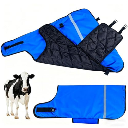 Calf Blanket Calves Warm Clothes Calf Saver Coat, Sheep Goat Blanket, for Keep Cows Goats Sheeps Warmming, Thickened Belly Protection - color: Blue 1Pcs