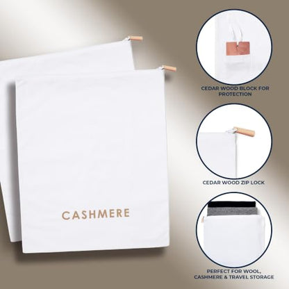 Cashmere Wool Sweater Storage Bag Pouch Set with integrated Cedar Wood - style: Cashmere